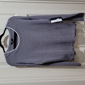 [NWT] ANNE KLEIN AK SPORT Anne White Light Gray Partly Ribbed Sweatshirt Size M